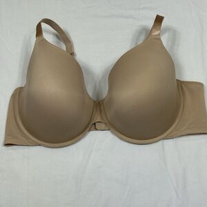 Auden Lightly Lined Demi Bra 46DD Underwire Beige Adjustable